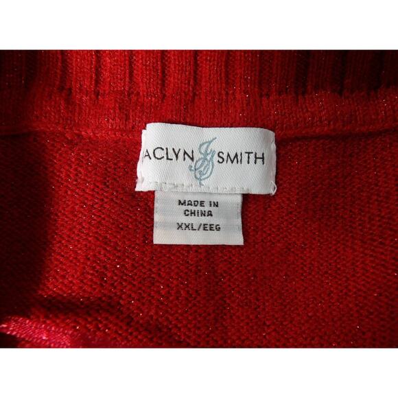 Vtg Jaclyn Smith XXL Sweater Cowl Neck Red Cable Knit Sparkly 90s Holiday Festiv - Picture 8 of 14